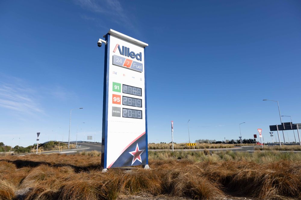 Allied Fuel price sign at the Rolleston fuel station